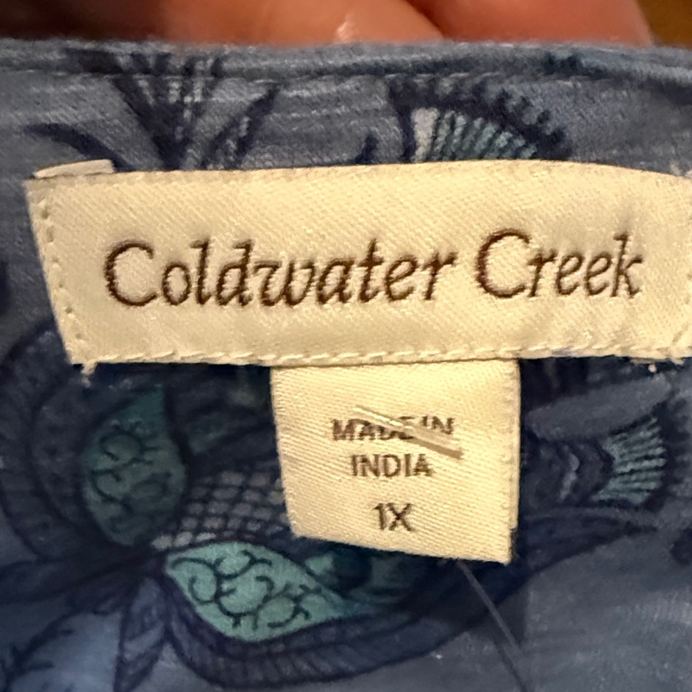 Coldwater Creek Blue and Green Floral Top - Picture 2 of 16
